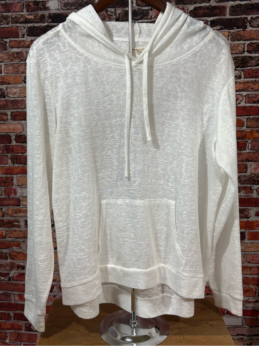 Weatherproof Vintage Cozy Women's White Lightweight Sheer Hoodie Sweater M
